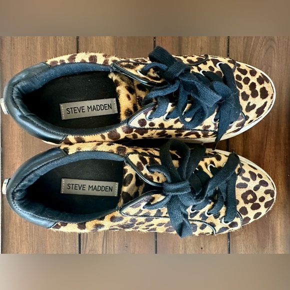 Steve Madden Leopard Print Sneakers Size 7 - Picture 1 of 4